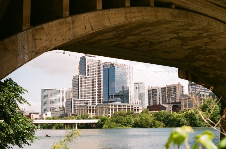 Austin downtown from under the South Congress Street bridge